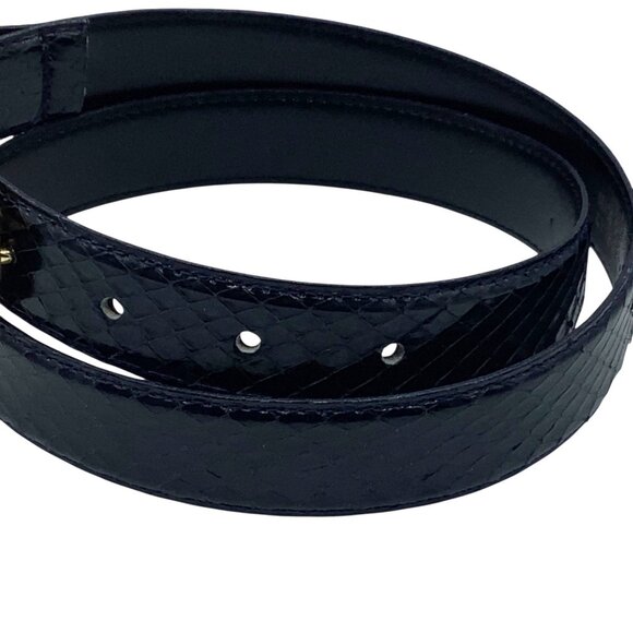 Vintage Genuine Reptile Leather Belt Gold Tone Buckle Leather Shop Waist 26-30 - Picture 2 of 8